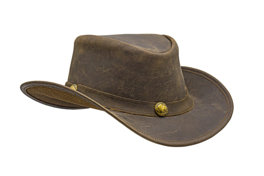 brown leather cowboy hat western style shapeable as outback best gift for men women him her mom dad boyfriend girlfriend friends
