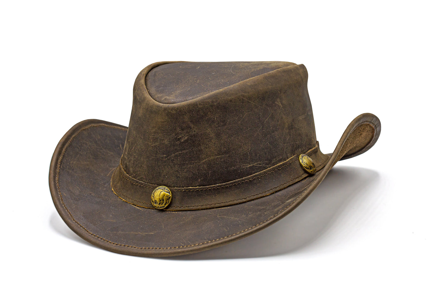 brown leather cowboy hat western style shapeable as outback best gift for men women him her mom dad boyfriend girlfriend friends