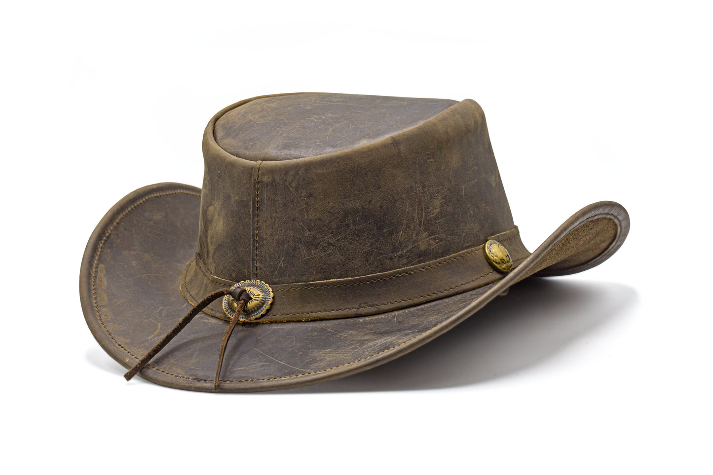 leather cowboy hat Australian style shapeable as outback best gift on Halloween thanksgiving valentine's day Birthday Anniversary