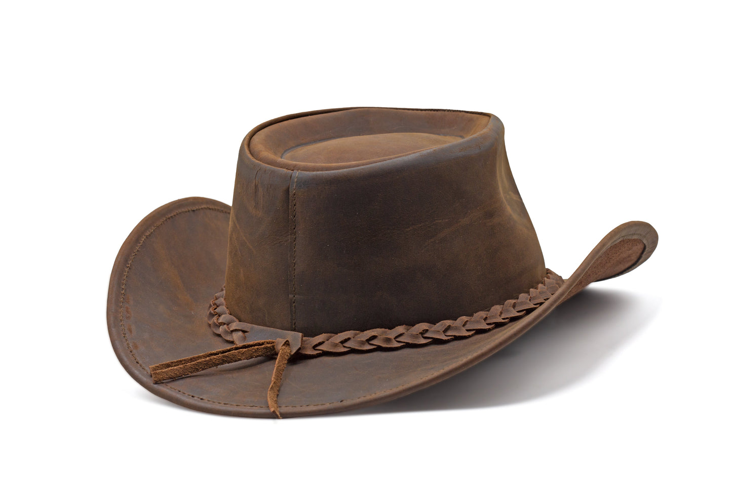 leather cowboy hat Australian style shapeable as outback best gift on Halloween thanksgiving valentine's day Birthday Anniversary