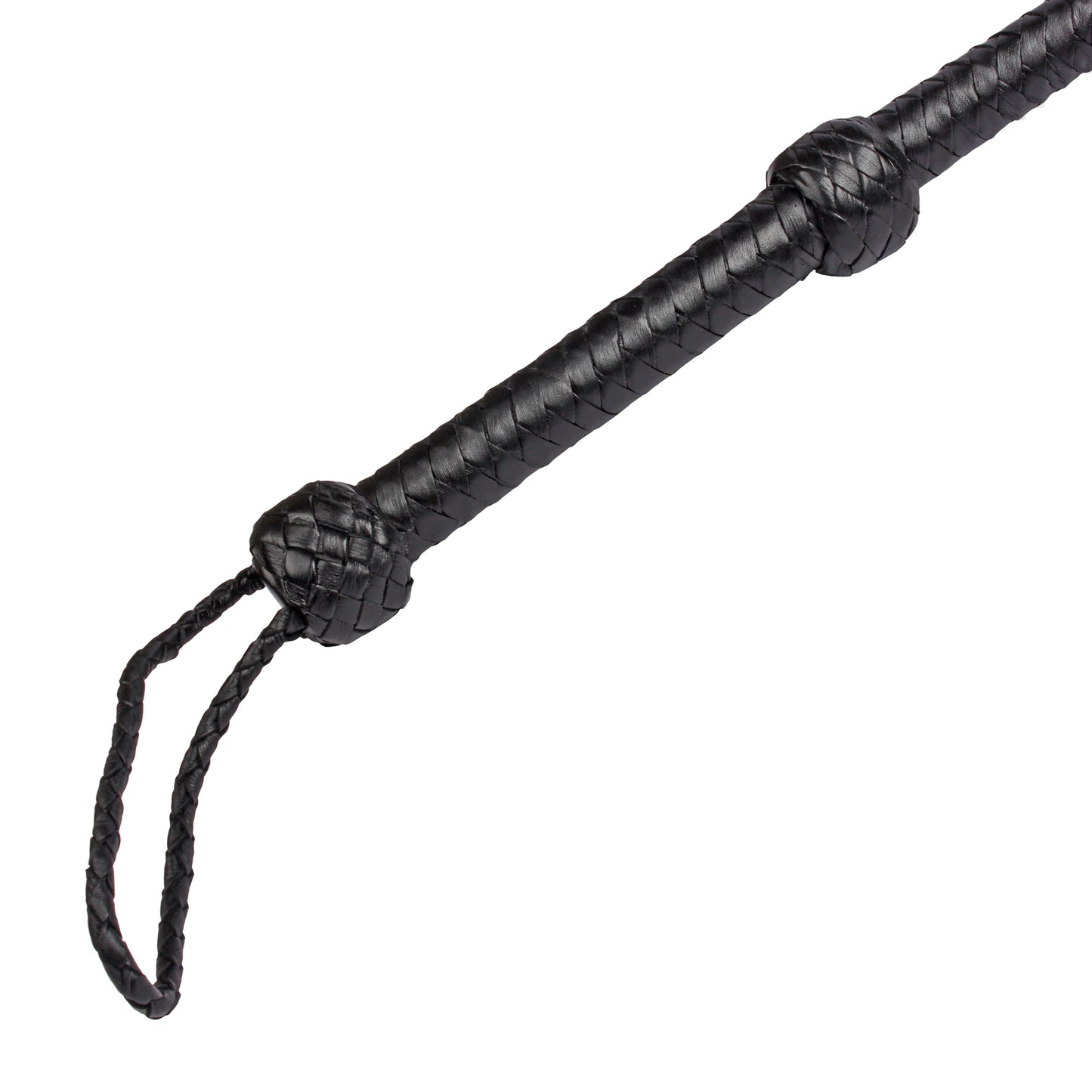 HADZAM Black Leather Whip with Strong, Well-Balanced Handle for Cracking Sound