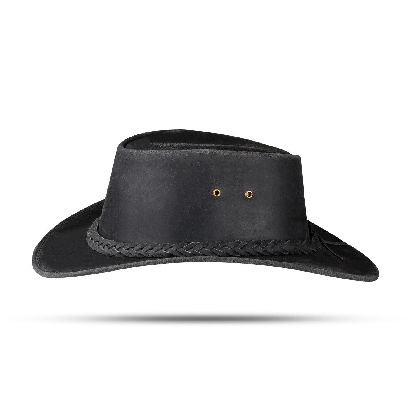 Men and Women Black Leather Western Cowboy Hat