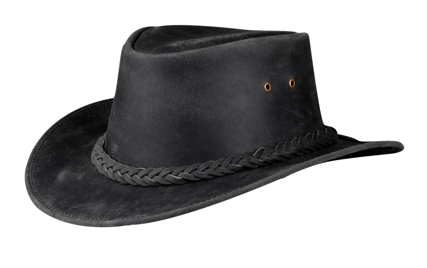 Men and Women Black Leather Western Cowboy Hat