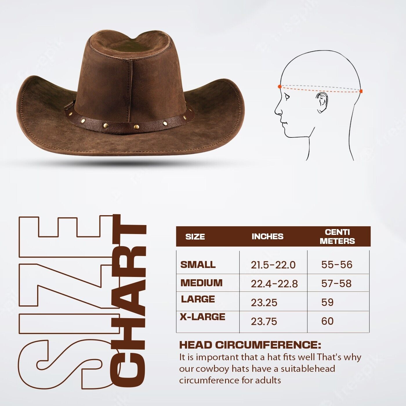 Brown Shapeable Leather Western Outback Cowboy Hat for Men and Women