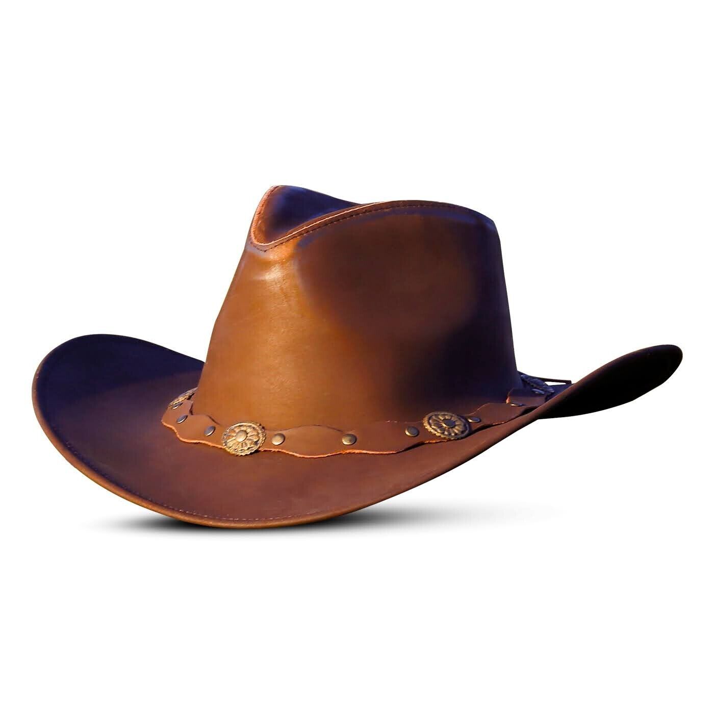 Brown Shapeable Leather Western Outback Cowboy Hat for Men and Women