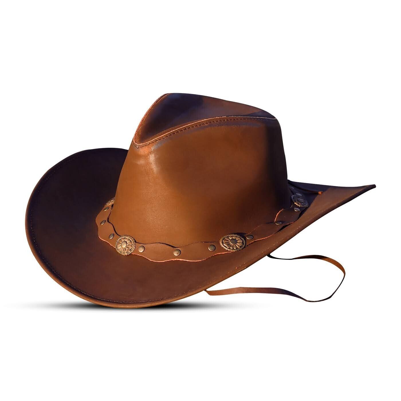 Brown Shapeable Leather Western Outback Cowboy Hat for Men and Women
