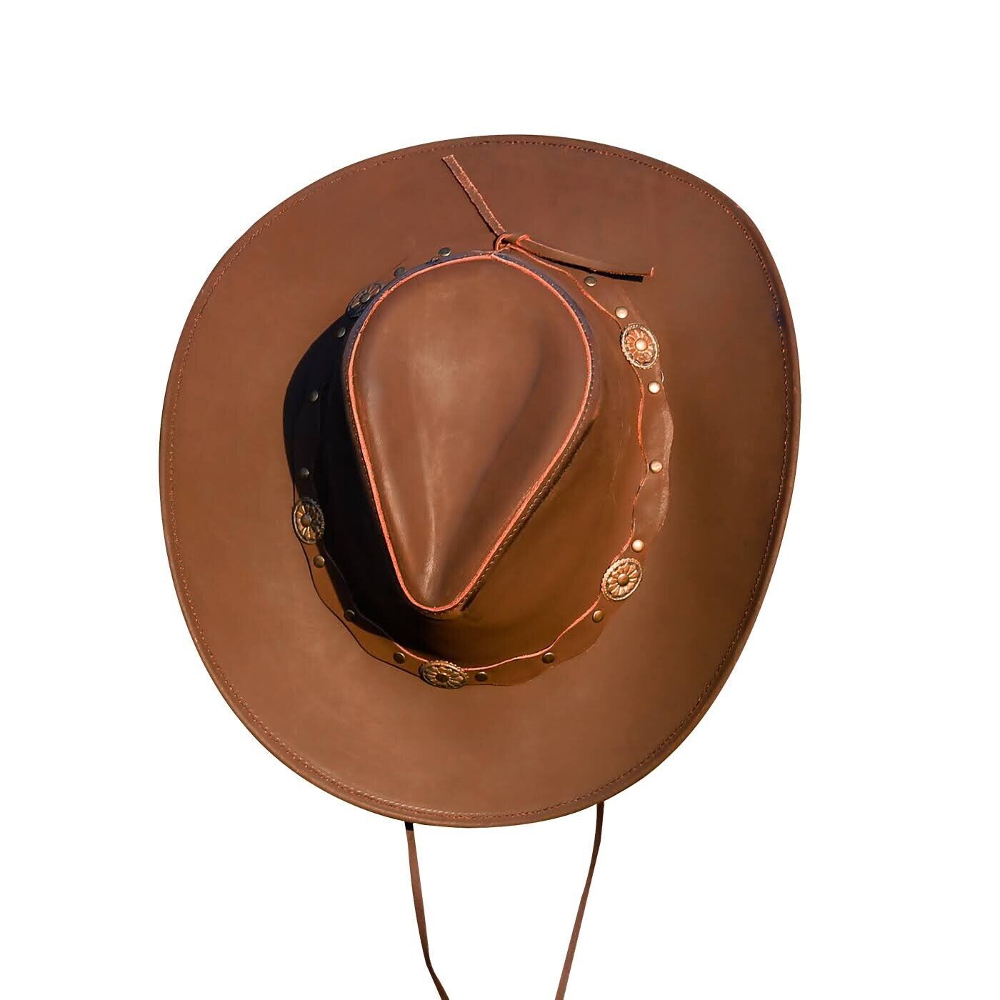 Brown Shapeable Leather Western Outback Cowboy Hat for Men and Women