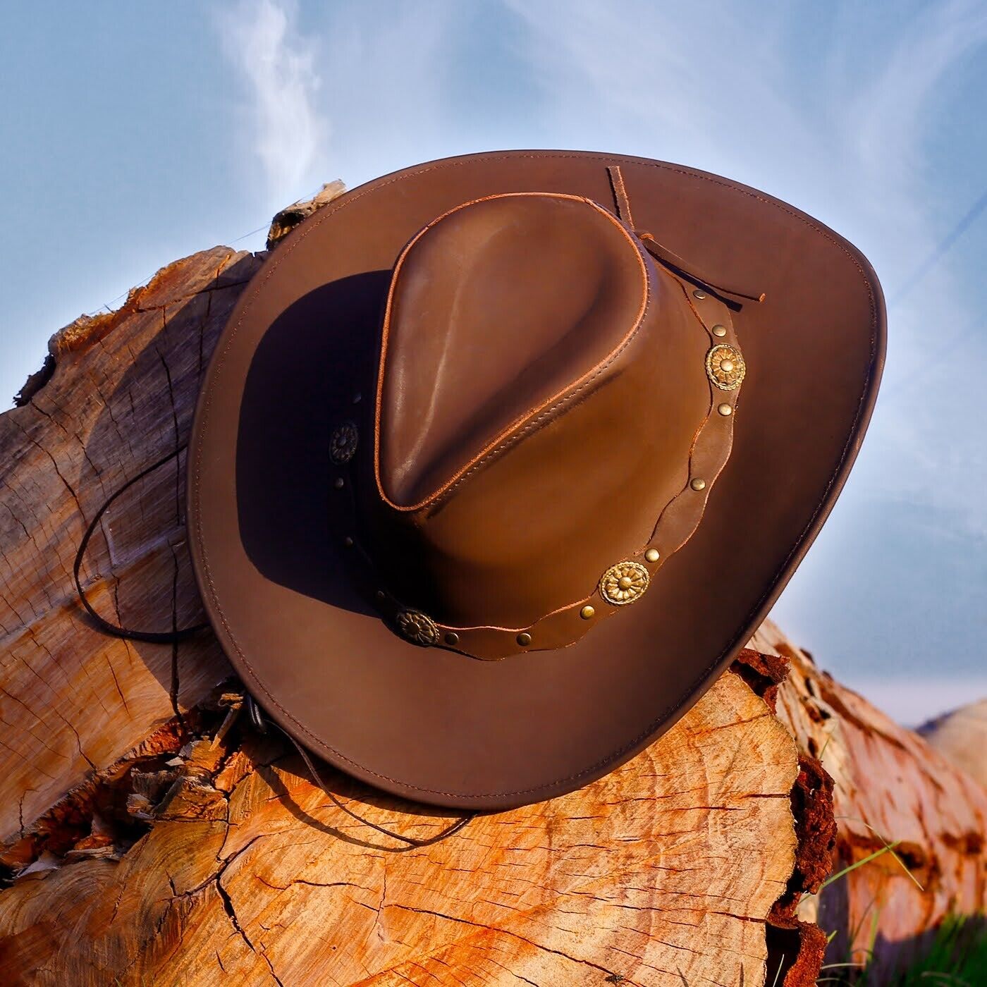 Brown Shapeable Leather Western Outback Cowboy Hat for Men and Women