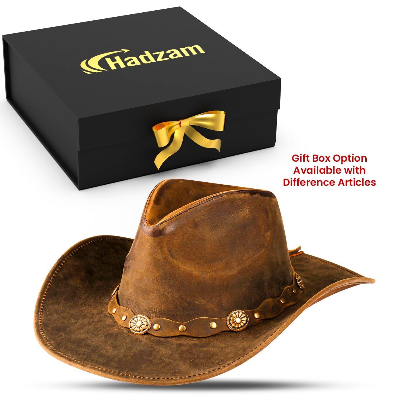 Brown Shapeable Leather Western Outback Cowboy Hat for Men and Women