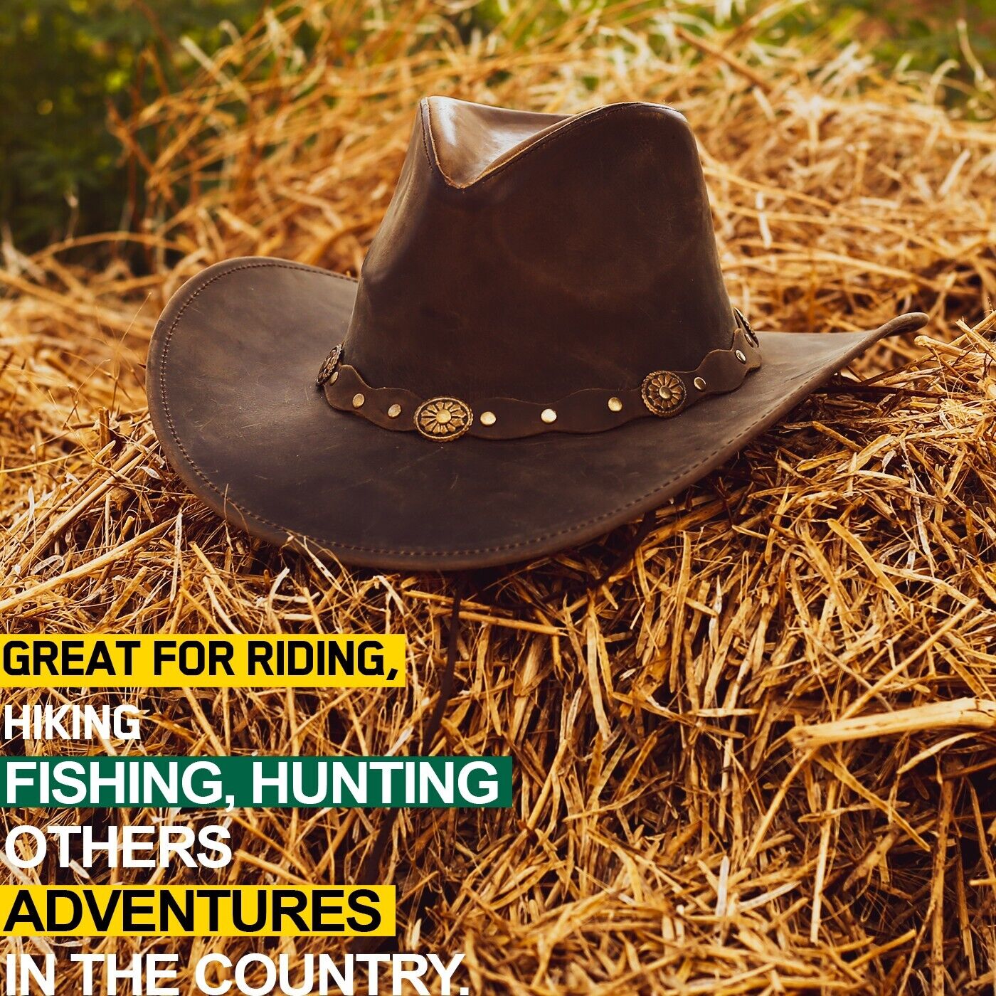Brown Shapeable Leather Western Outback Cowboy Hat for Men and Women