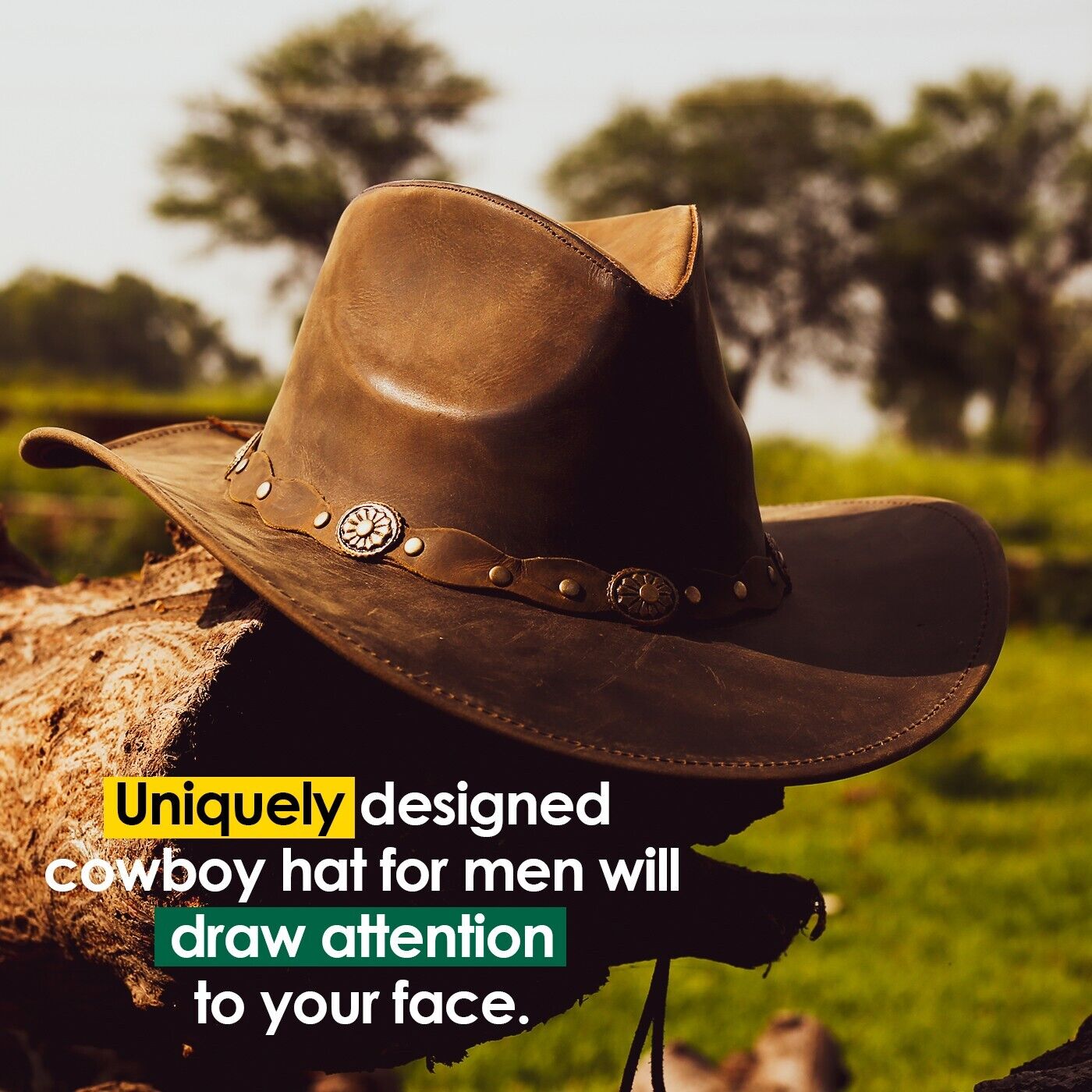 Brown Shapeable Leather Western Outback Cowboy Hat for Men and Women