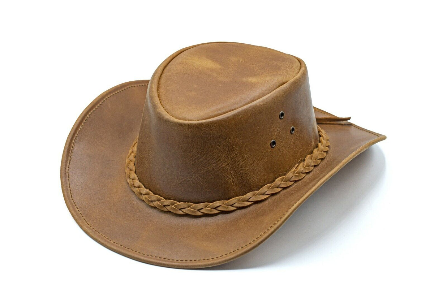 Men and Women Water Resistant Brown Leather Western Cowboy Hat