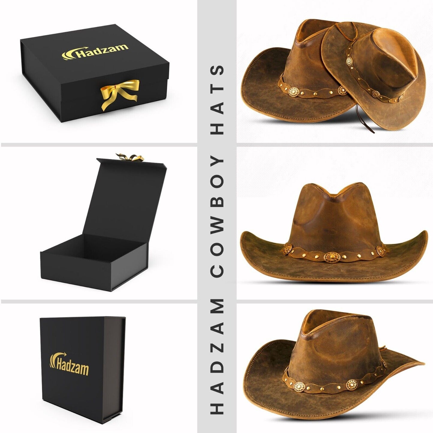 Brown Shapeable Leather Western Outback Cowboy Hat for Men and Women