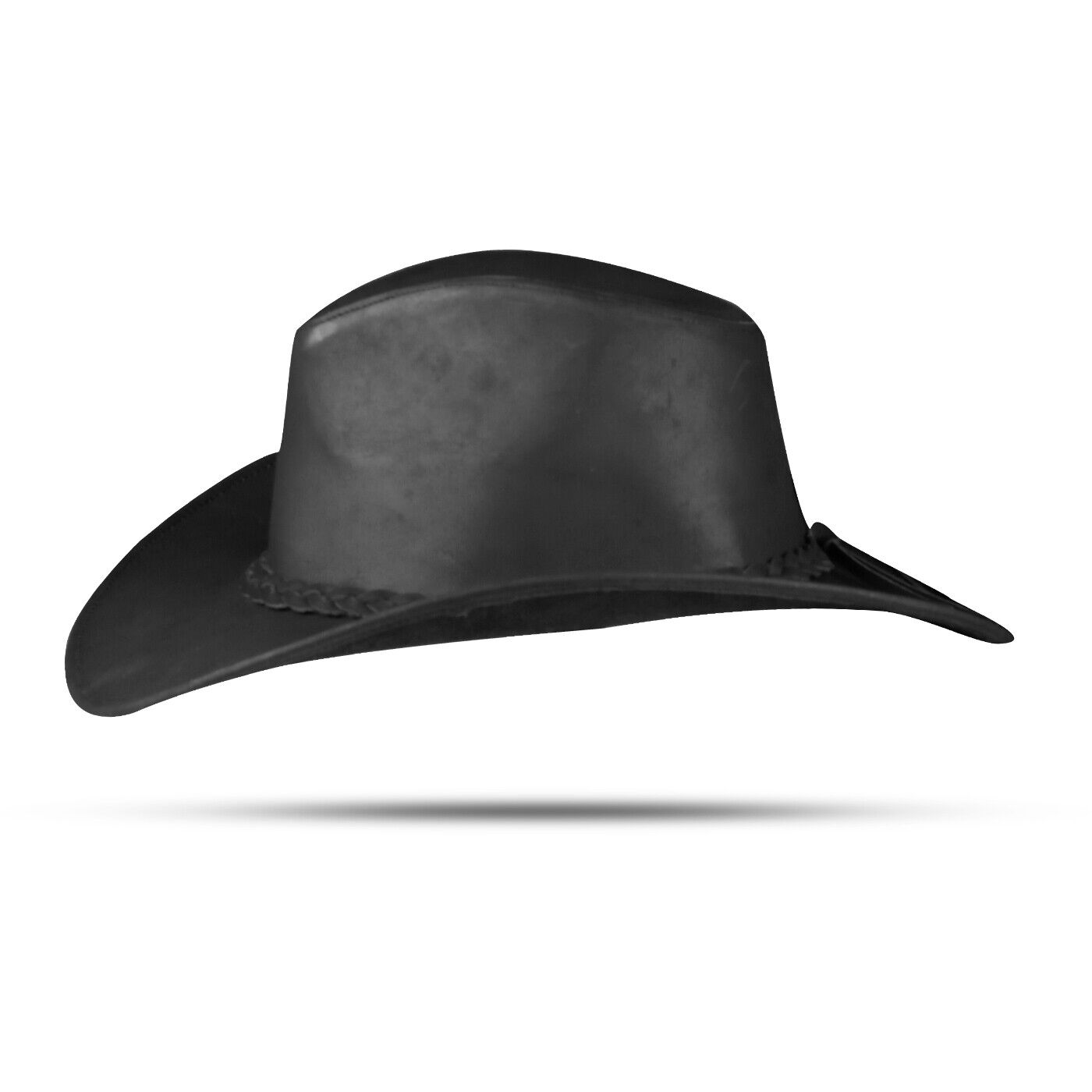 Black Shapeable Leather Western Outback Cowboy Hat for Men and Women