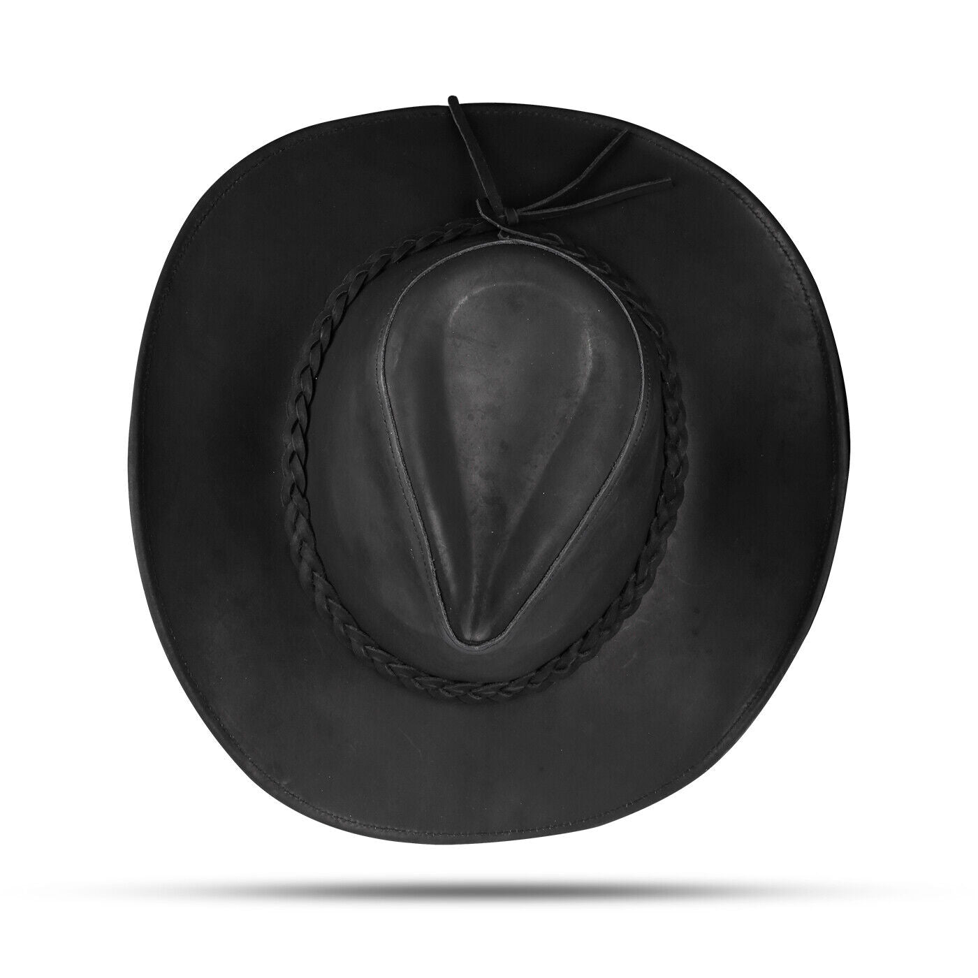 Black Shapeable Leather Western Outback Cowboy Hat for Men and Women