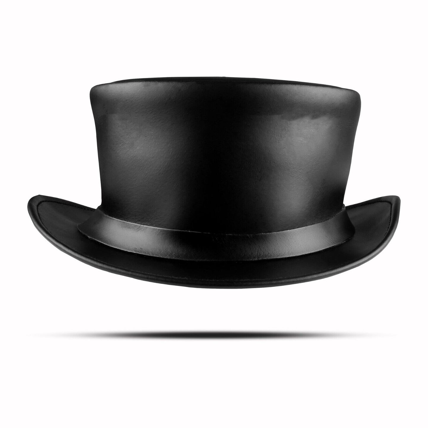 Shapeable Black Genuine Leather Stylish Top Hat
