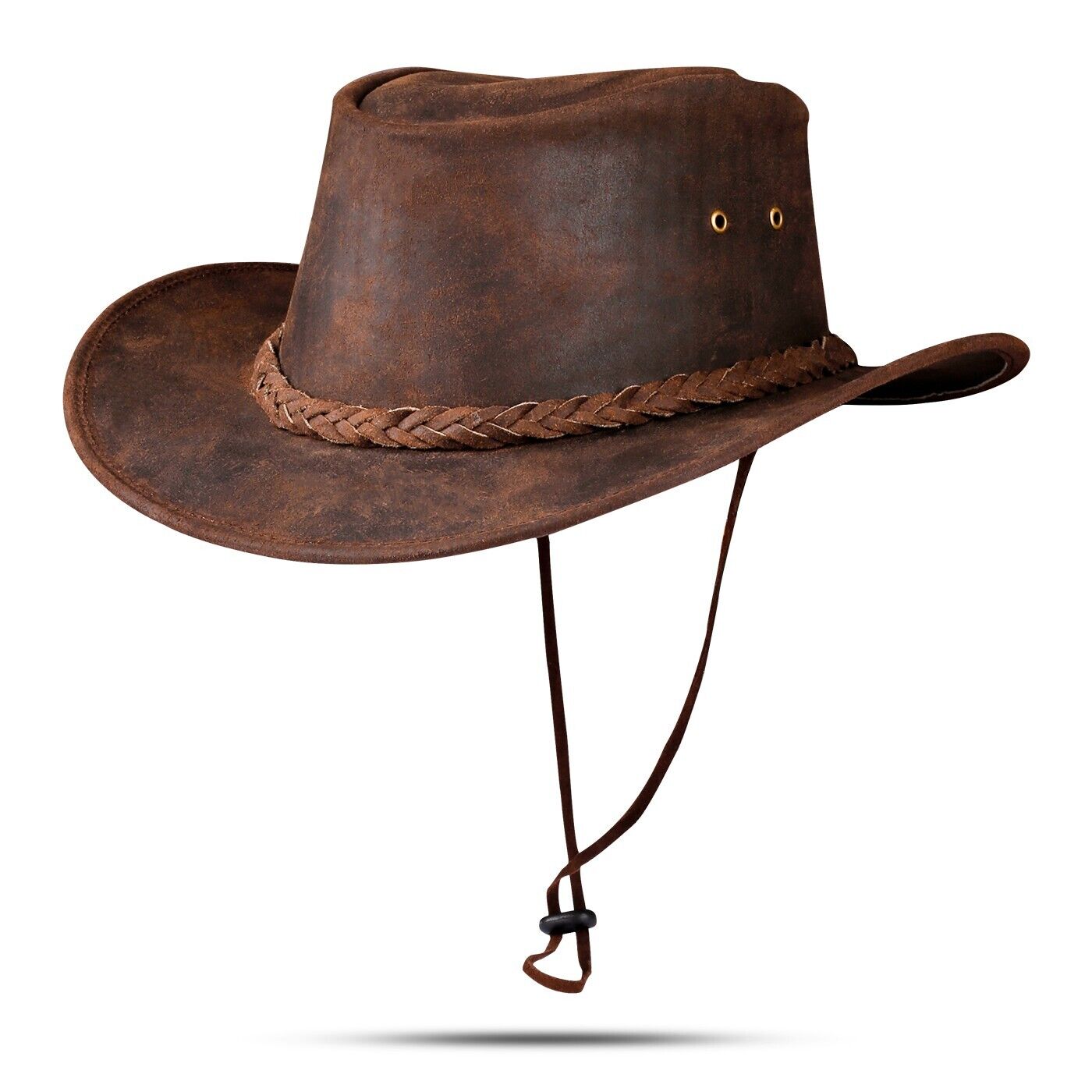 Men and Women Brown Leather Western Cowboy Hat