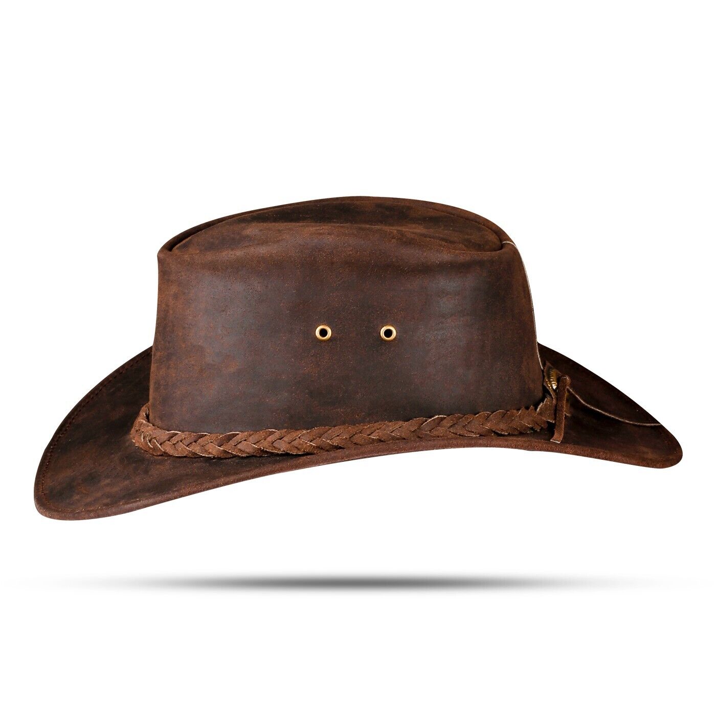 Men and Women Brown Leather Western Cowboy Hat