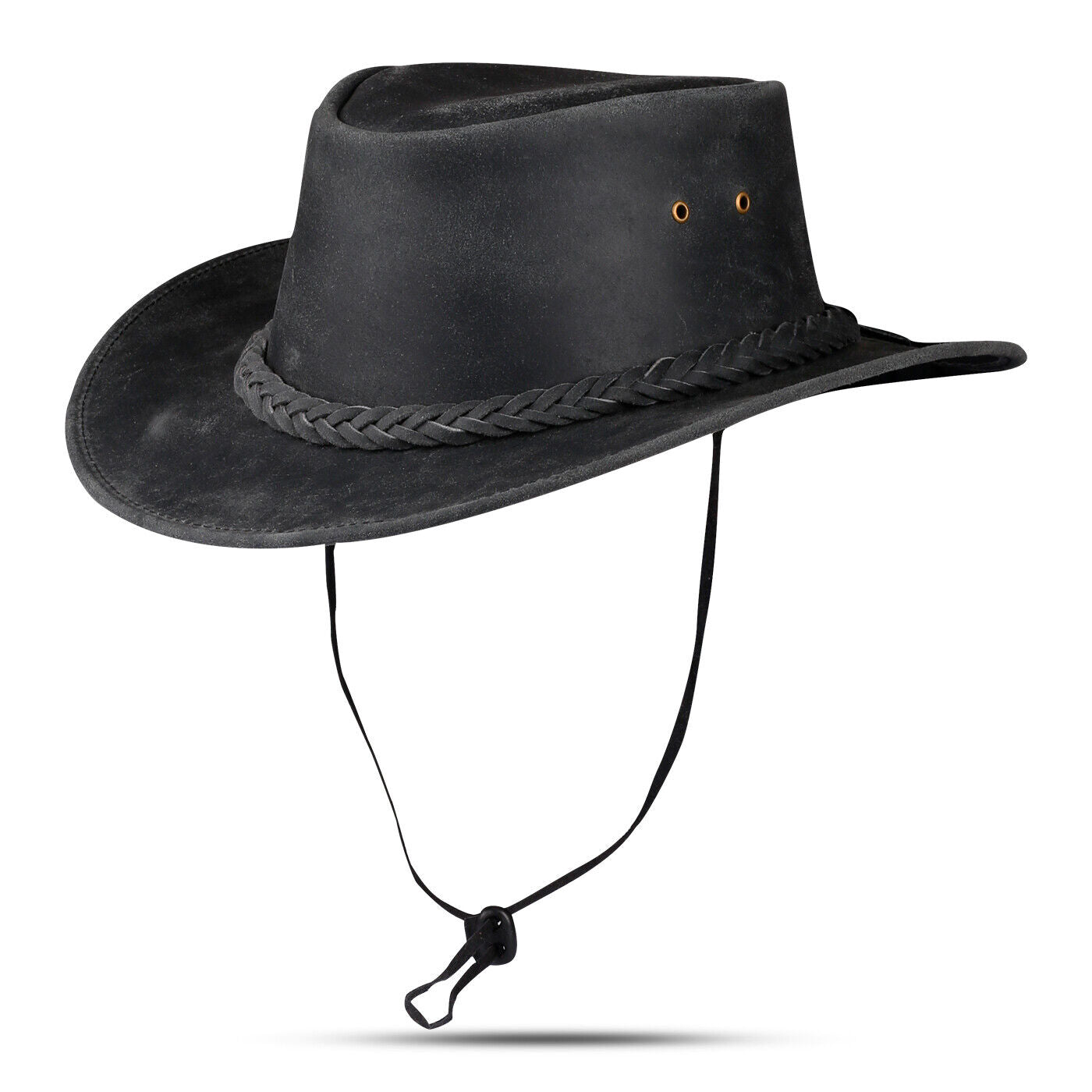 Men and Women Black Leather Western Cowboy Hat