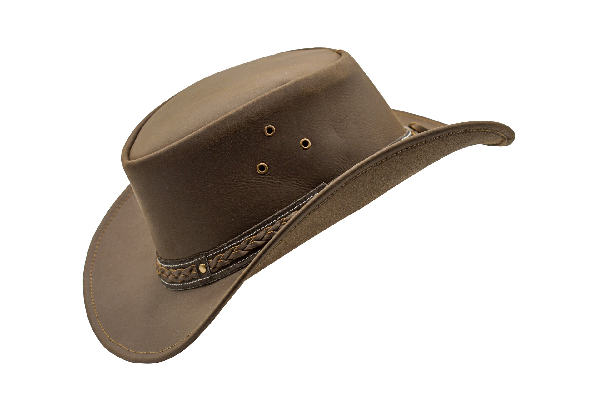 brown leather cowboy hat western style shapeable as outback best gift for men women him her mom dad boyfriend girlfriend friends
