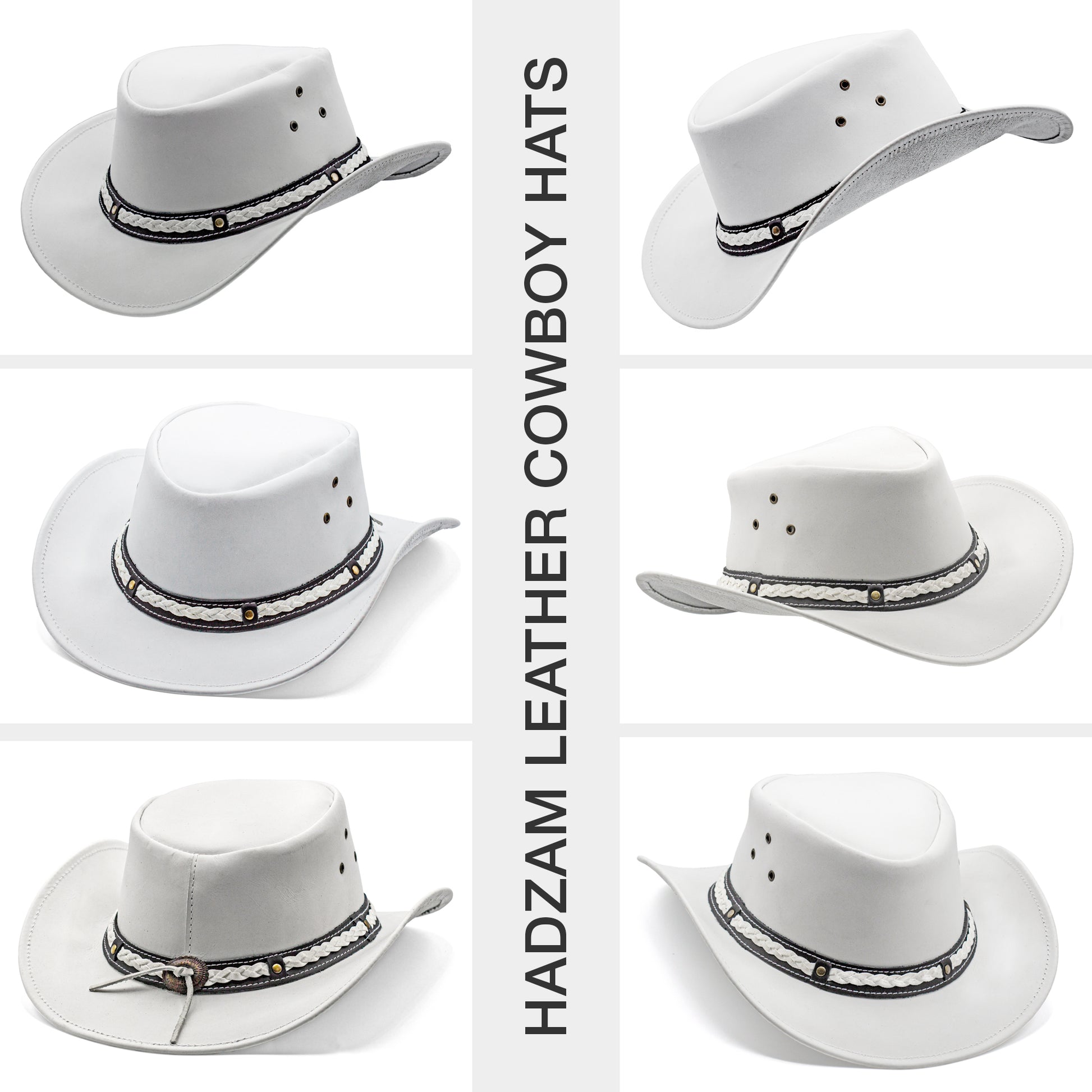 white leather cowboy hat Australian style shapeable as outback best gift on Halloween thanksgiving valentine's day Birthday Anniversary