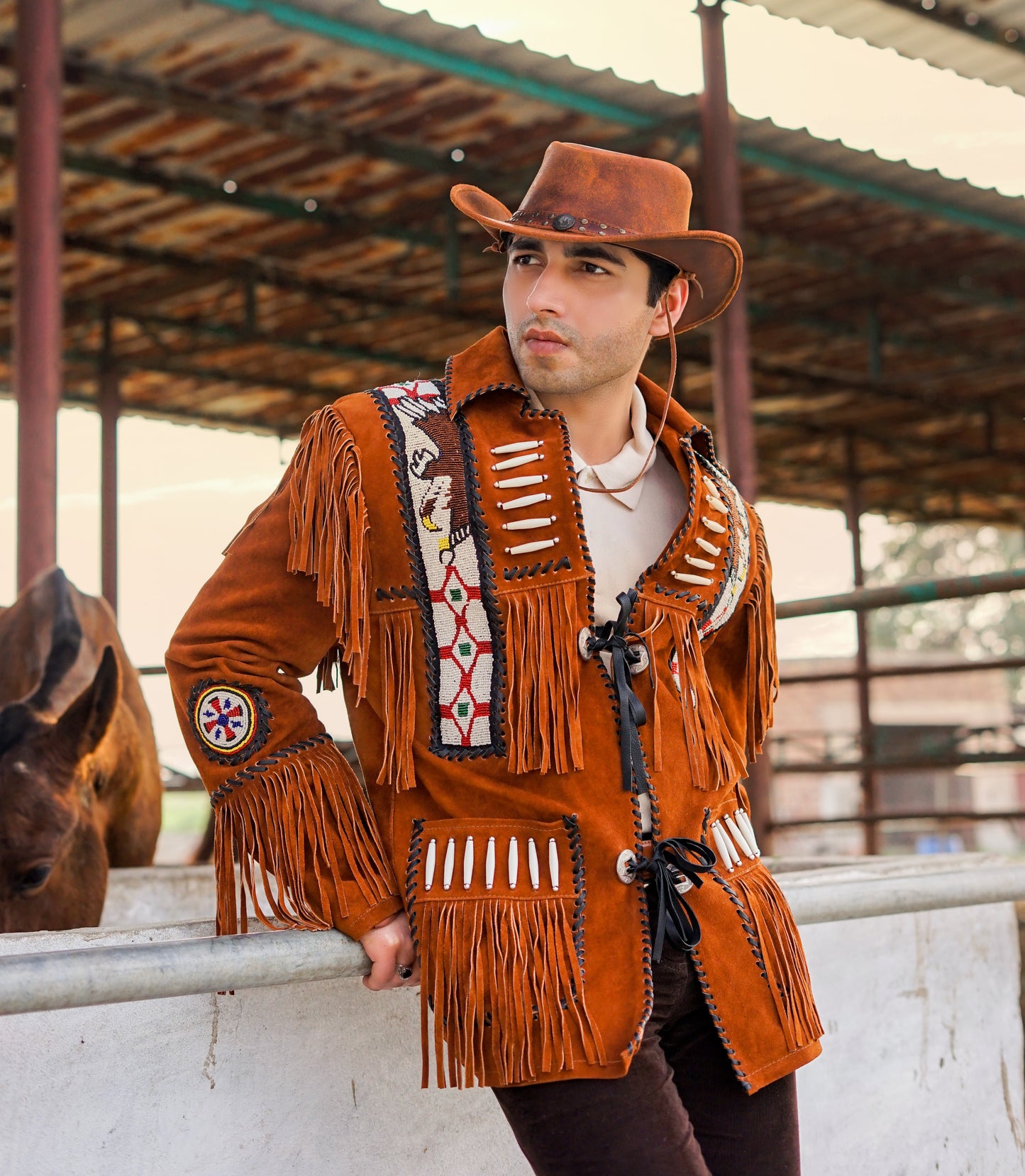 leather cowboy hat