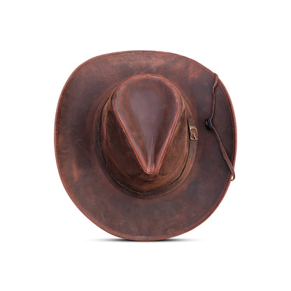 Brown Shapeable Leather Western Outback Cowboy Hat for Men and Women