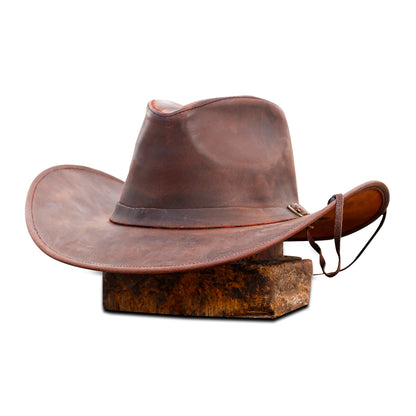 Brown Shapeable Leather Western Outback Cowboy Hat for Men and Women