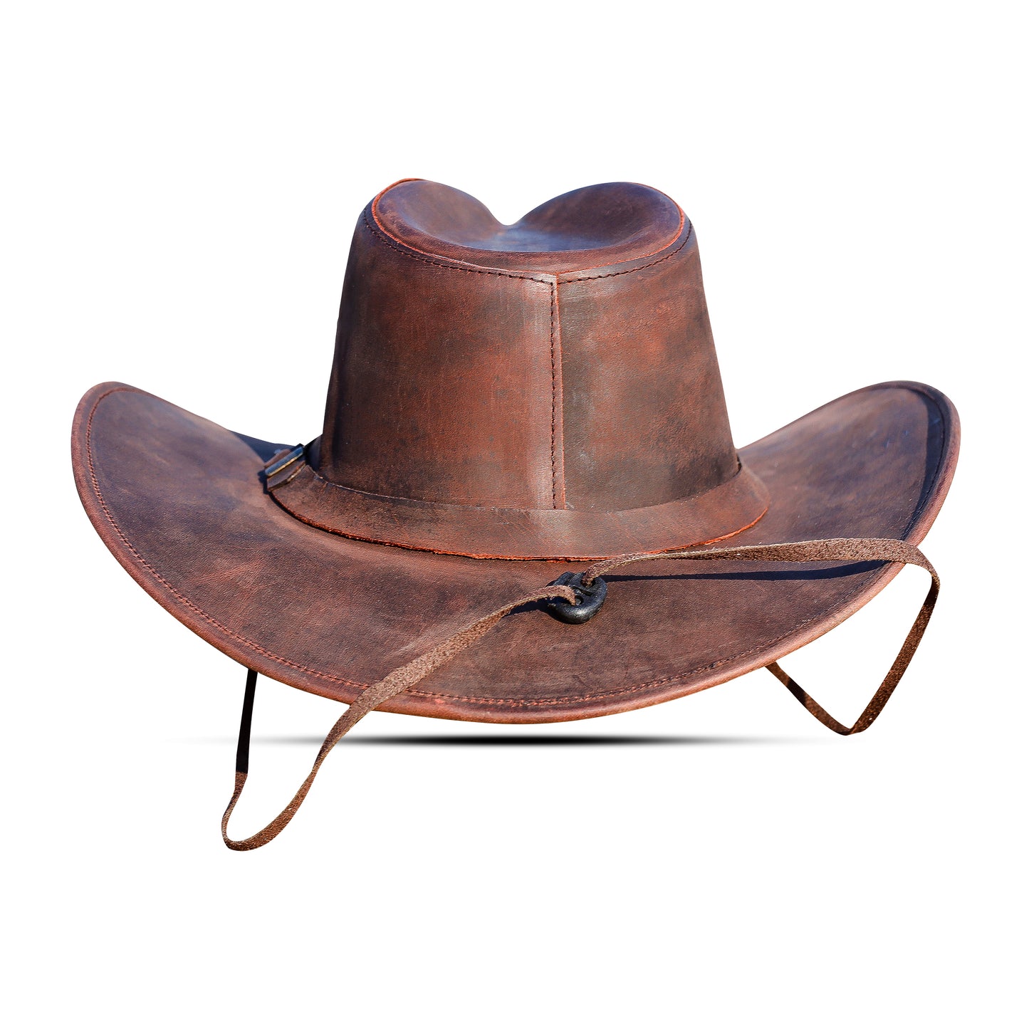 Brown Shapeable Leather Western Outback Cowboy Hat for Men and Women