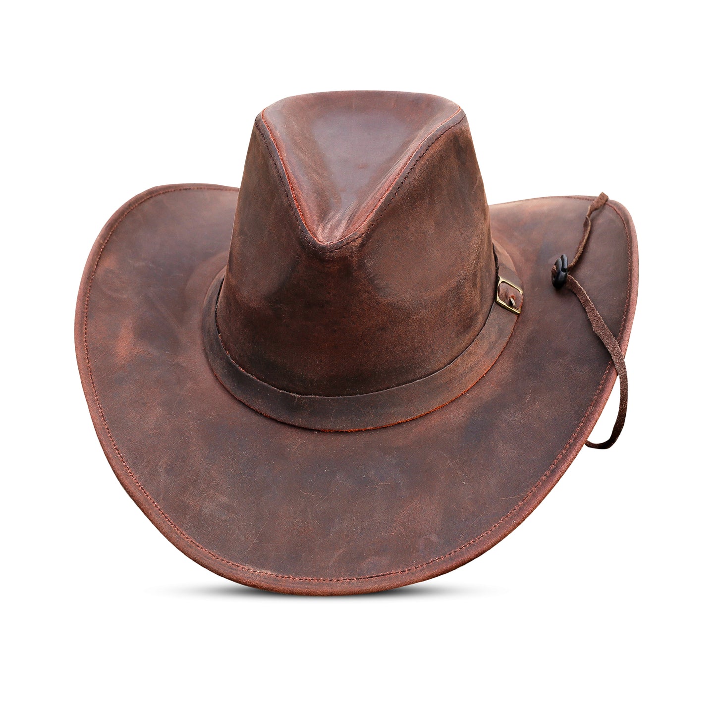 Brown Shapeable Leather Western Outback Cowboy Hat for Men and Women