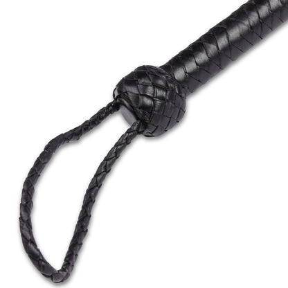 HADZAM Black Leather Whip with Strong, Well-Balanced Handle for Cracking Sound