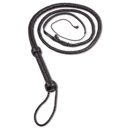 HADZAM Black Leather Whip with Strong, Well-Balanced Handle for Cracking Sound