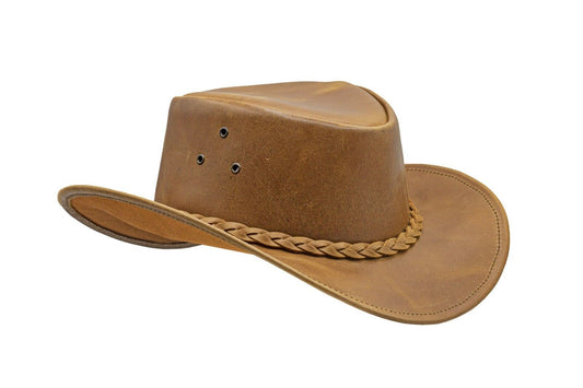 Men and Women Water Resistant Brown Leather Western Cowboy Hat