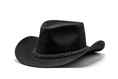 Men and Women Black Genuine Leather Shapeable Cowboy Western Hat