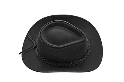 Men and Women Black Genuine Leather Shapeable Cowboy Western Hat