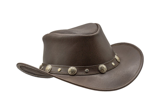 brown leather cowboy hat Australian style shapeable as outback Best gift bachelor party easter  