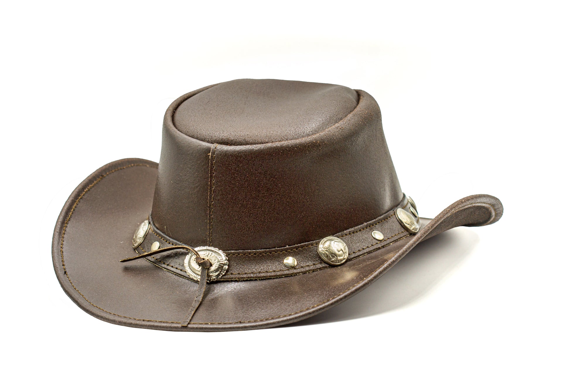 brown leather cowboy hat western style shapeable as outback best gift for men women him her mom dad boyfriend girlfriend friends 