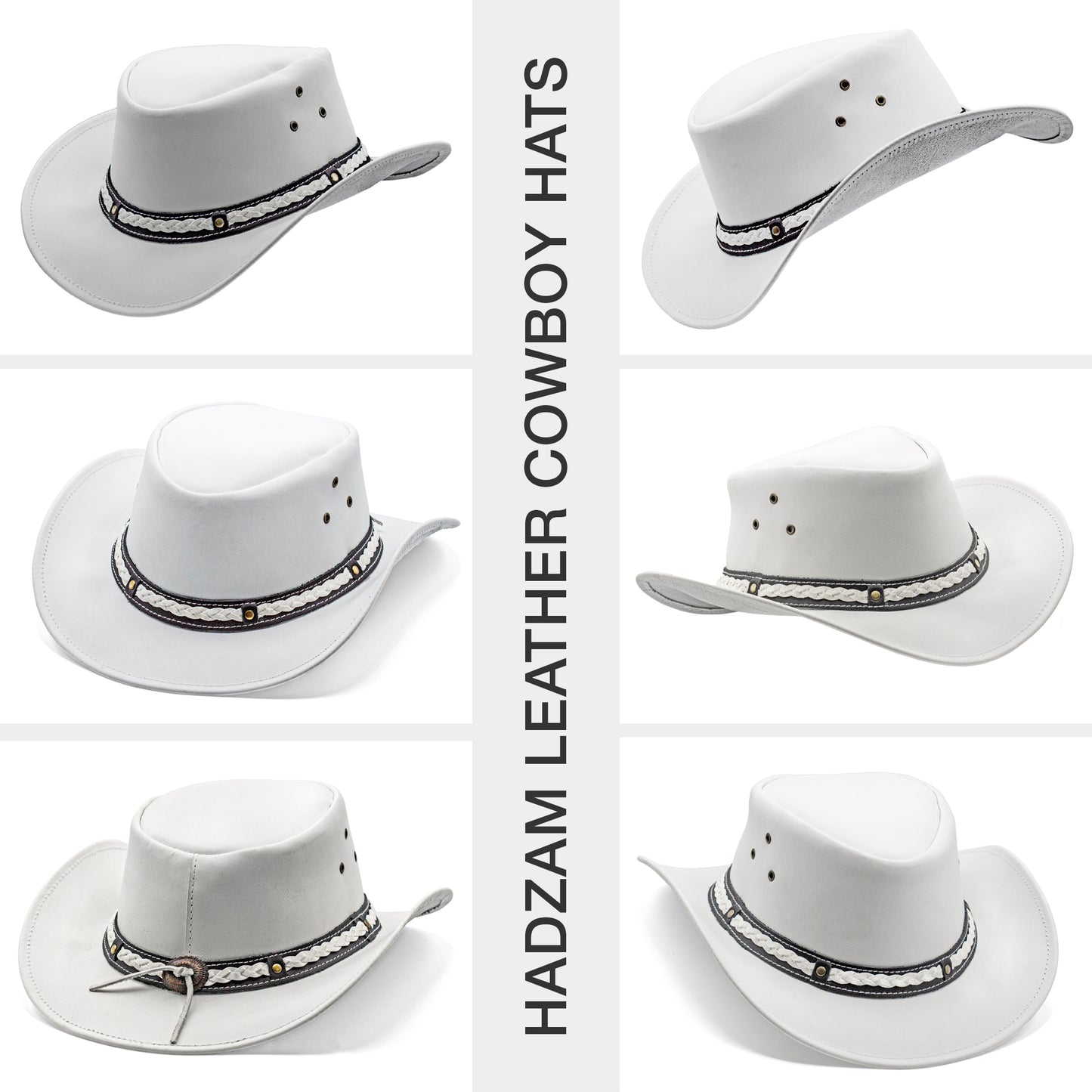 white leather cowboy hat Australian style shapeable as outback best gift on Halloween thanksgiving valentine's day Birthday Anniversary 