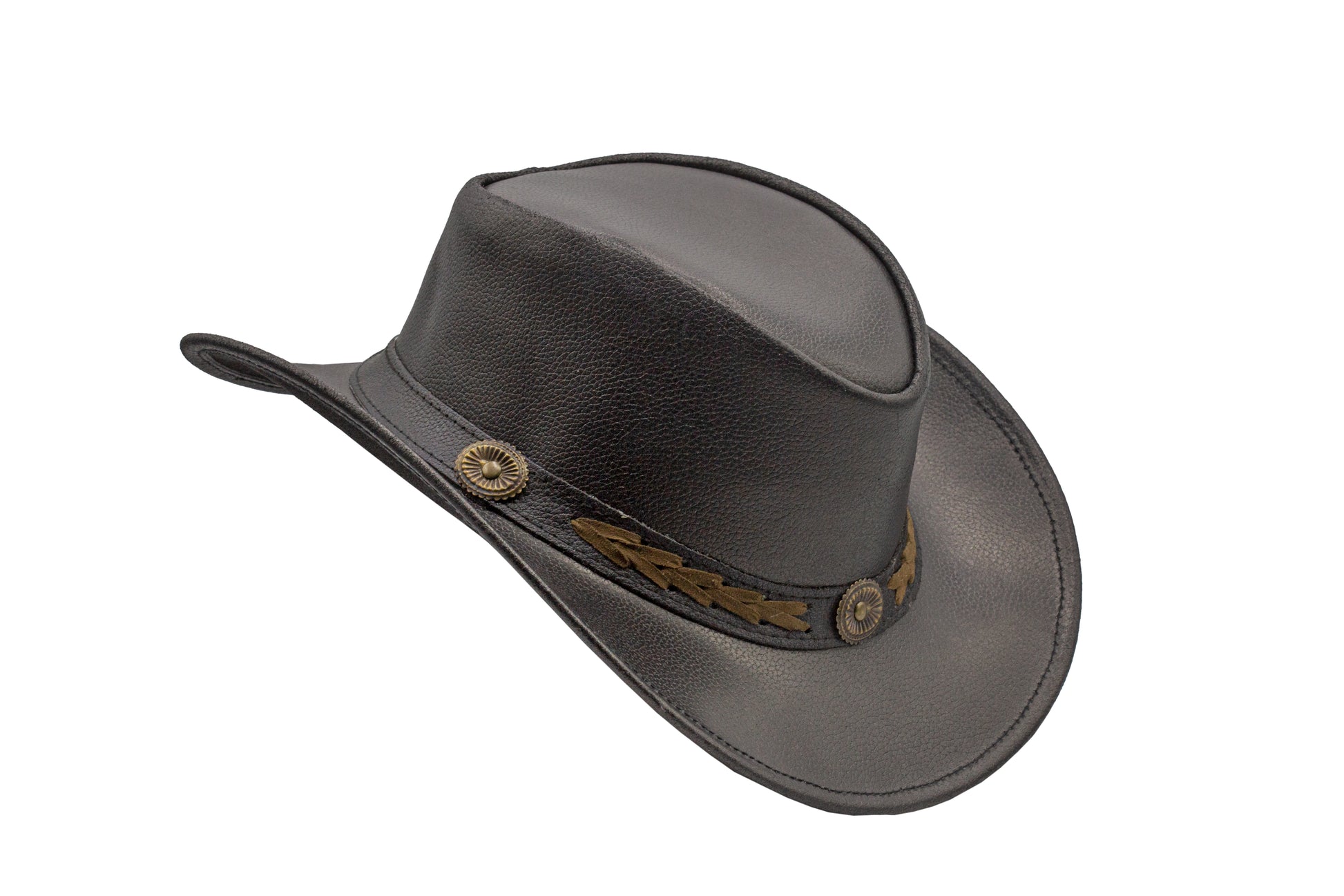 black leather cowboy hat Australian style shapeable as outback best gift on Father’s Day Mother’s Day bachelor party easter  